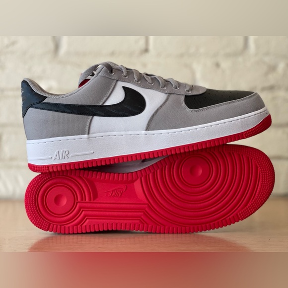 Nike Air Force Low Custom Basketball Shoe Grey White Red Black